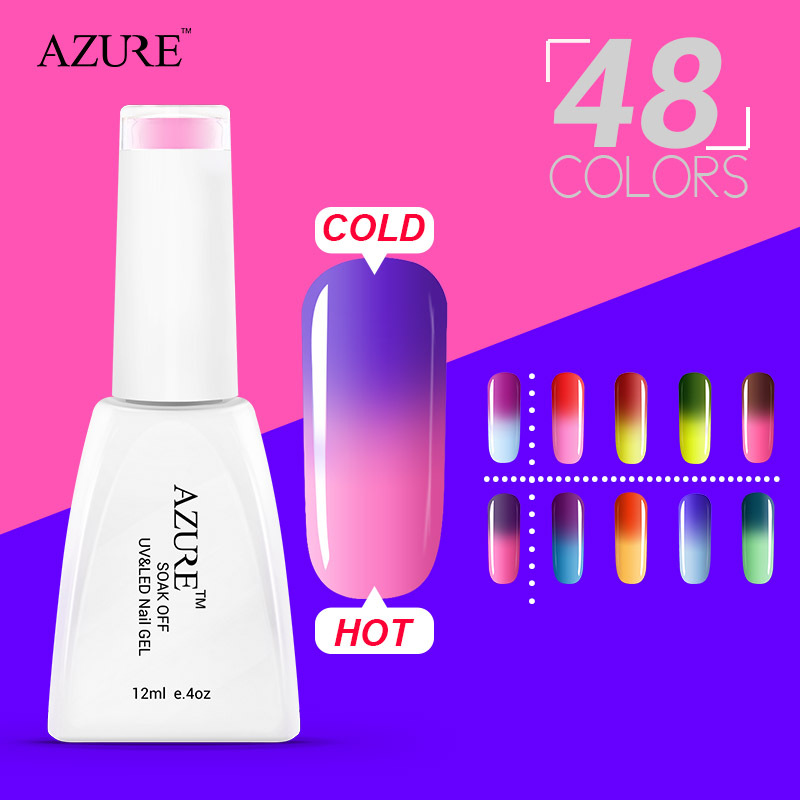Image of Azure nail gel polish make up changing color with temperature nail tools chameleon nail gel UV 48 colors nail gel polish