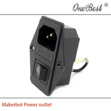 High quality 3D printer accessories 110V/220V 15A Makerbot power outlet with switch and fuse free shipping