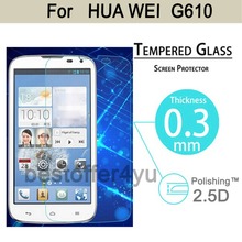 9H 2.5D 0.3mm Real Premium Tempered Glass Screen Protector Guard Film for Huawei Ascend G610 C8815 LCD Film HD Screen Cover