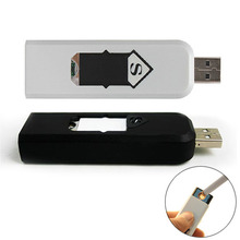 Free Shipping Windproof Rechargeable Flameless Cigarette No Gas e Lighter USB Lighter ME3L