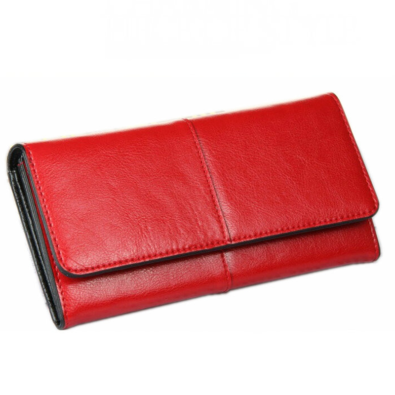 Ladies Women Wallets Genuine Leather Purses Long Wallet Women Elegant Female Red Women&#39;s Wallets ...