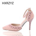 New Pearl Rhinestone Wedding Evening Party Shoes Ultra High Heels Thin Heels Pointed Toe Bridal Shoes
