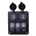Vehicle Car Switch Panel With 2 USB Charger 4 Usb Charge Slot LED Backlight 3 Gang