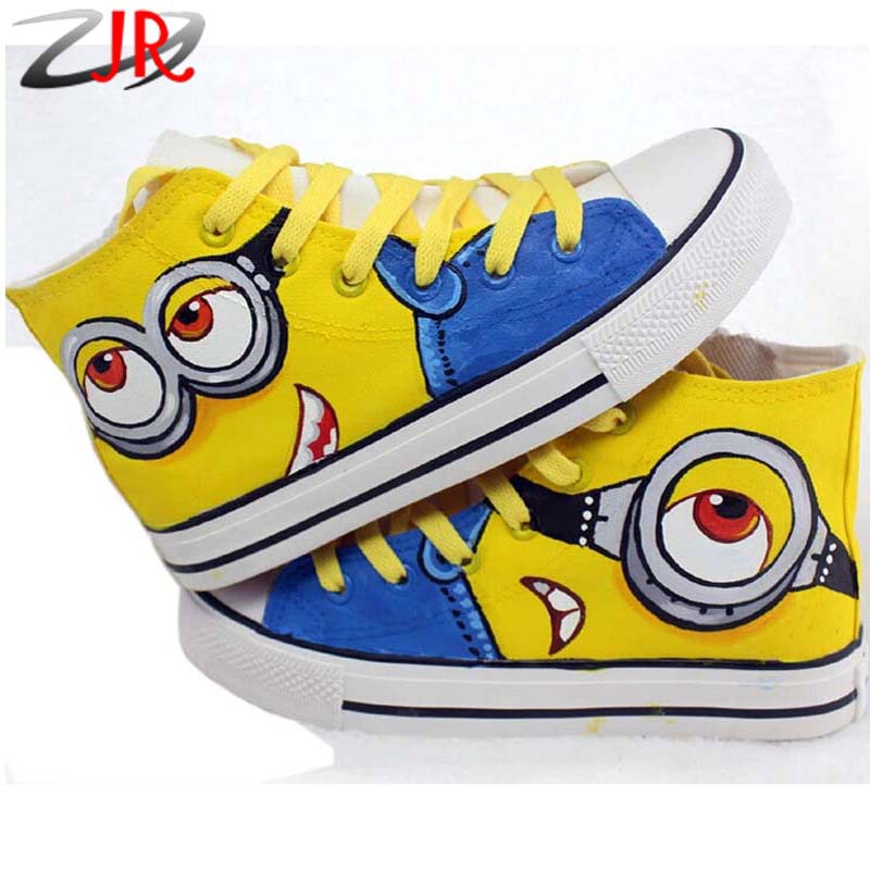 ZFF Despicable Me 2 Minions Kids Hand Painted Shoes Hi Top