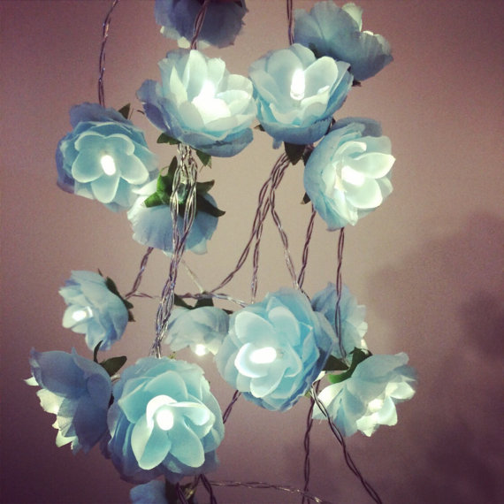 Aliexpress.com : Buy 2 meters/set 20pcs sky blue silk flower led string light christmas lights ...