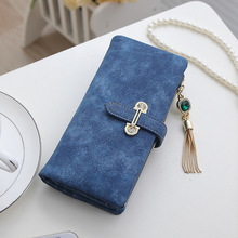 2015 New Fashion Women Wallets Drawstring Nubuck Leather Zipper Wallet Women’s Long Design Purse Two Fold More Color Clutch
