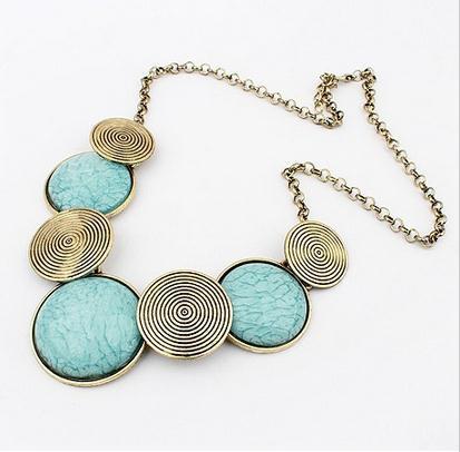Image of 3 Colors New Arrival Fashion Elegant Metal Round gem collar necklace statement jewelry women 2014 Wholesale PD24