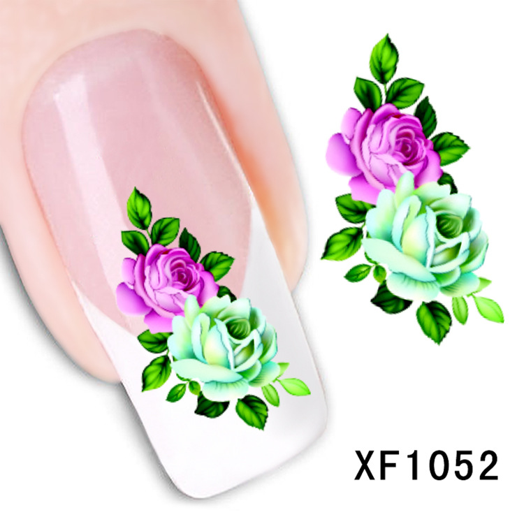 Image of flower design Water Transfer Nails Art Sticker decals lady women manicure tools Nail Wraps Decals wholesale XF1052