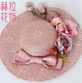 Continental Pink Retro Flower Lace Hat Flounced Topper Hair Accessories Photography Bride Tiara Net Yarn Bow