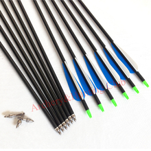 12pcs lot Hunting arrow 12pc 30 aluminum blue white with arrowhead compound bow arrow hunting arrow