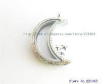 1pcs Moon and Stars Locket With Magnetic Closure Living Locket magnetic can put in Floating Locket Charms free shipping