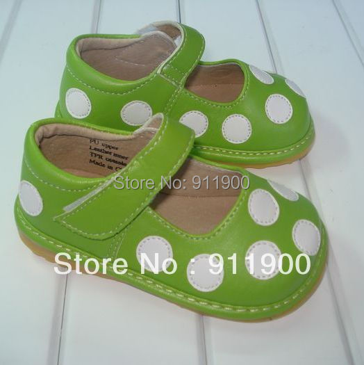 Baby Girl Squeaky Shoes Green Leather Squeaky Mary Jane ...