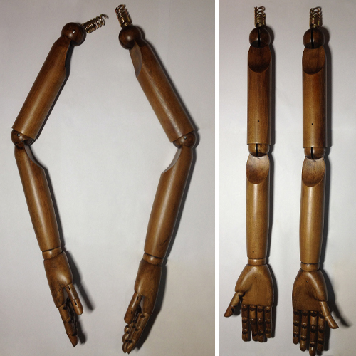 Apparel mannequins arms, flexible joints arms and hands, wooden male
