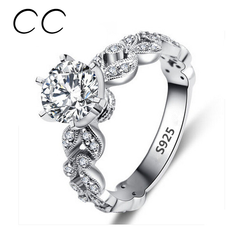 Image of 1.5 Carat Zirconia Wedding Engagement Rings For Women White Gold Plated Fashion Jewelry Female Ring Bijoux Bague Wholesale CC097