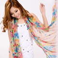 Fashion Rustic style women scarf ultra sunscreen in autumn and winter silk scarves print flowers beach