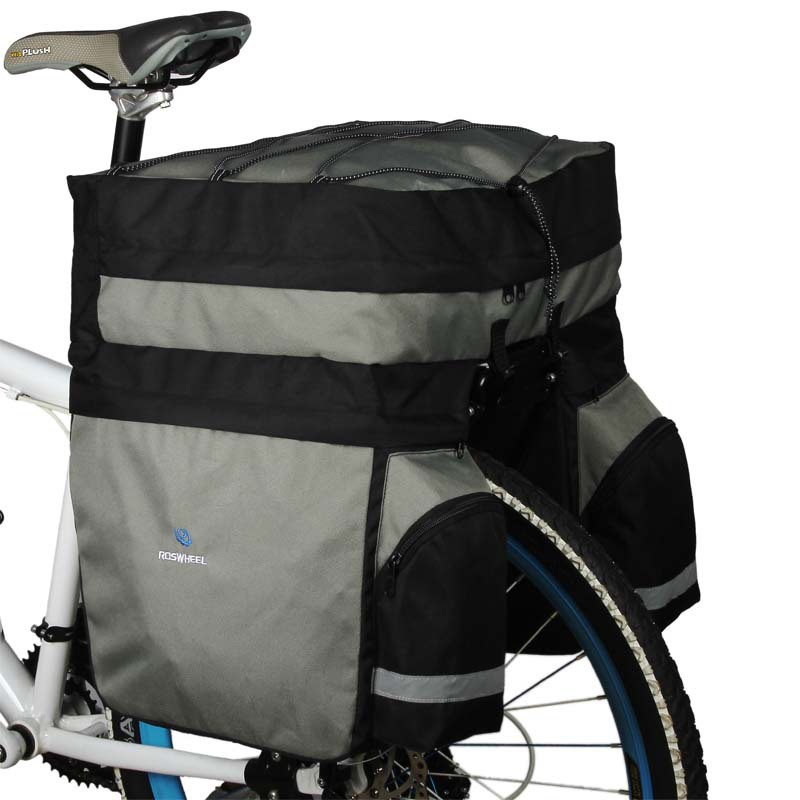 Image of ROSWHEEL 60L Waterproof Polyester Mountain Road Bicycle Bike Bag Cycling Double Side Rear Rack Tail Seat Trunk Bag Pannier