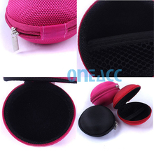 Portable Mini Round Hard Storage Case Bag for Earphone Headphone SD TF Cards Cable Cord Wire
