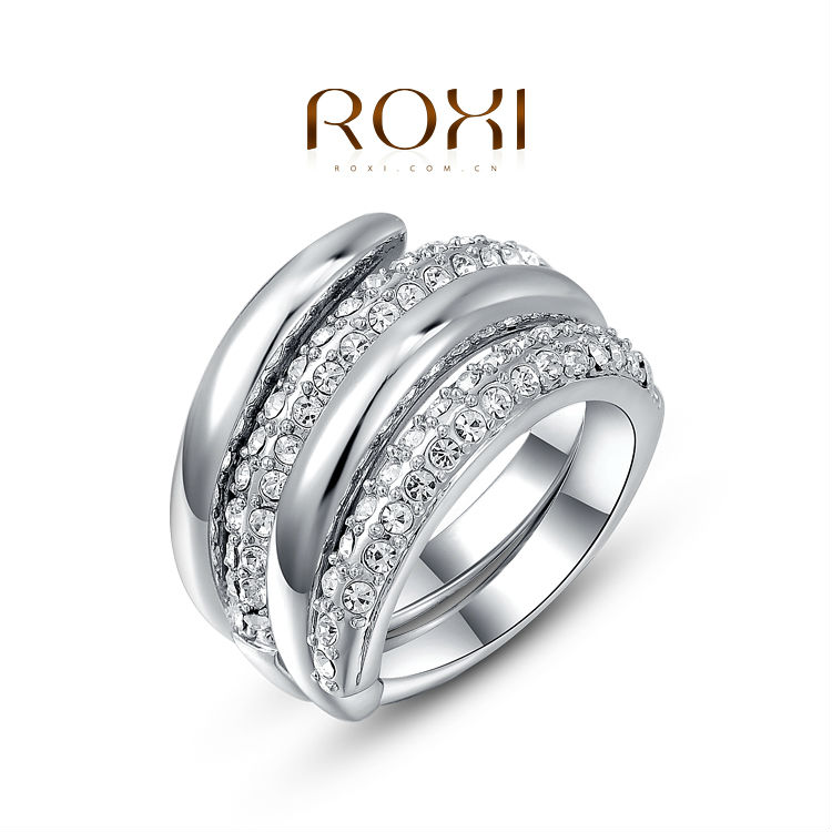 2015 ROXI Brand new arrival women rings fashion rose gold plated set with delicate crystal wedding
