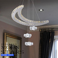 led crystal chandelier with 3 star and 1 moon Stainless steel wire cutting lights living room