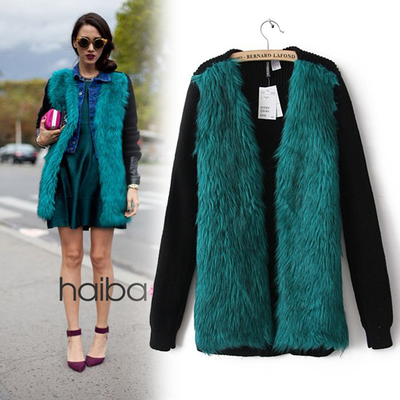 Fall winter package mail splicing new fur sweater faux fur women s coat