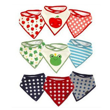 Washable Waterproof Saliva Baby Bibs 3pc/lot 100% Cotton Bandana Bibs Baby Clothing Boys Girls Towel Bandanas Baby Burp Cloths