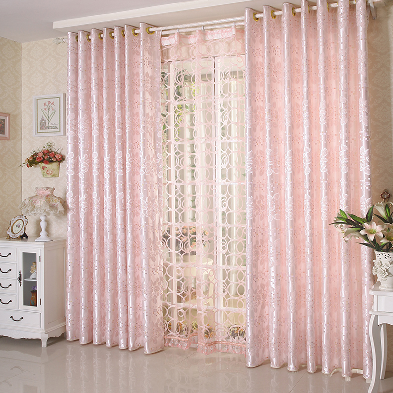 Jacquard Light Pink 60 Shade Curtain For Living Room