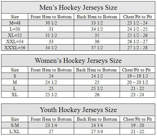 hockey jersey size 54 equivalent