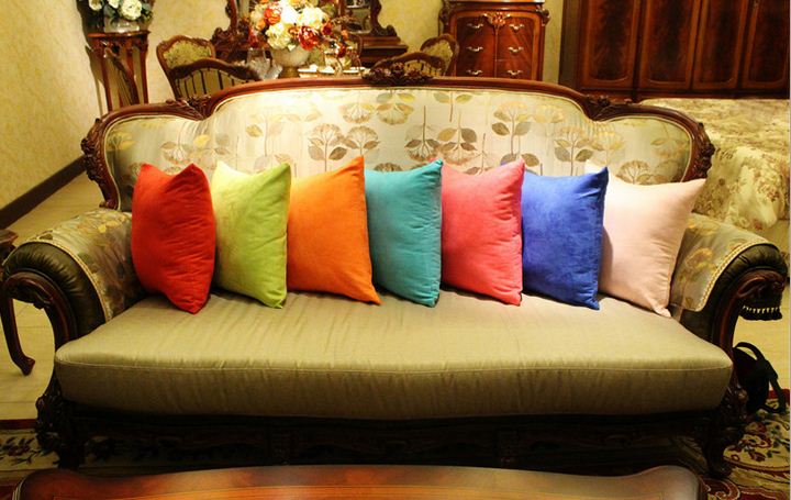 Aliexpress.com : Buy Solid color Sofa throw pillows purple green cushion covers suede pillow ...