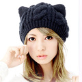 Knitting Wool Cat Ear Design Beanie Ski Hat Fashion Lady Girls Winter Warm Cap Caps Twist
