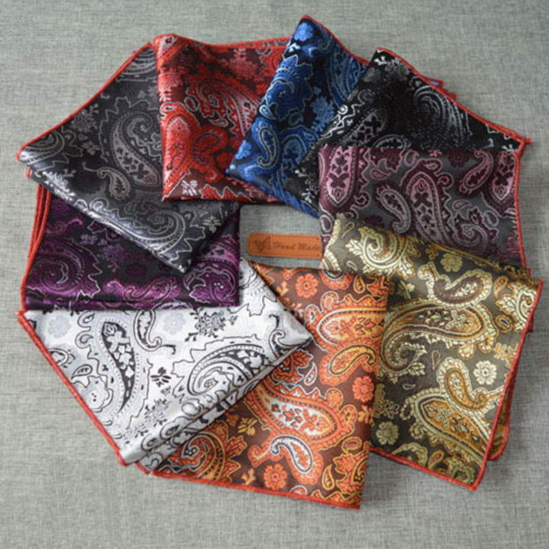 Image of 2015 Fashion Paisley Square Pocket for Men Paisley Pattern Polyester Hankerchief of 9 Colors Gentlemen Wedding Pocket Square