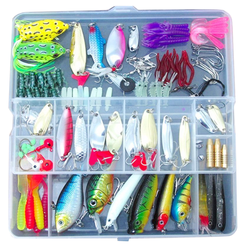 Set Minnow Fishing Lures Popper Bass Tackle Spinners Soft Bait Pike Trout Salmon