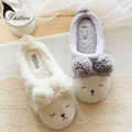 TASTIEN Pantuflas Pantofole Donna Animal Shoes Mujer Slippers Womens Home Winter Cute Plush Squinting Sheep Chinelo