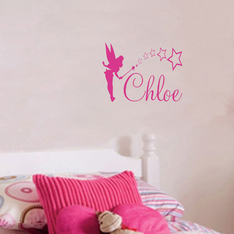Image of Customized Name Wall Art Decals Magic Wand Fairy Wall Stickers Home Decor For Girls Room