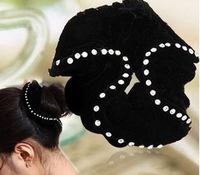 10pcs/lot Free Shipping Black Velvet with crystal hair scrunchies. Woman Hair Accessory. Bling Bling elastic hair bands