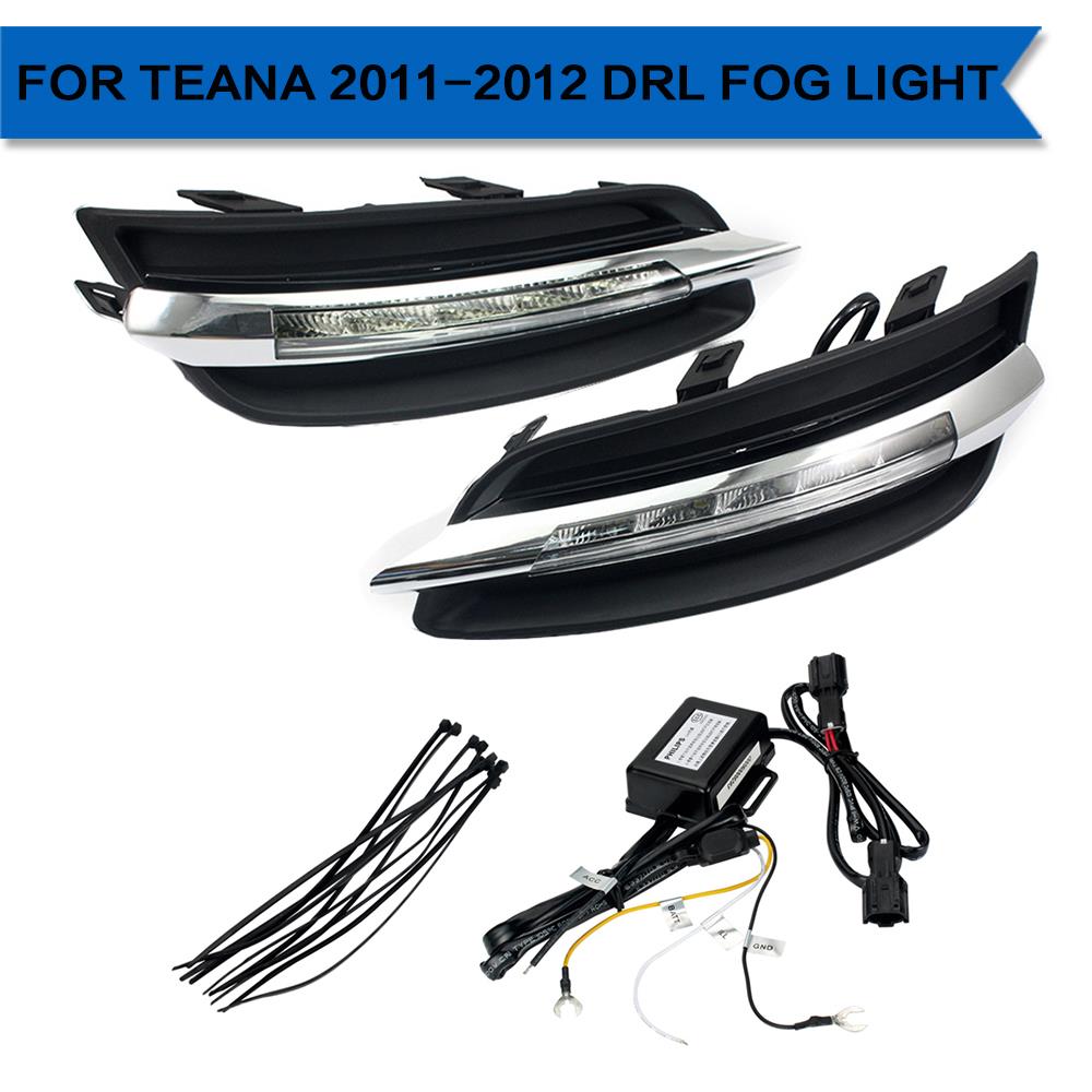 One Set LED Car DRL Daytime Running Light Front Fog lamp for Nissan Teana 2011 2012 Super Bright Freeshipping D10