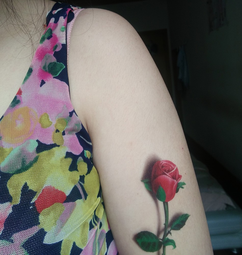 Wholesale-Tatoo 3D Rose Tattoo 2015 Flower Fake Butterfly Temporary fantasy  Waterproof Tattoos Stickers Women 3d Tatoo
