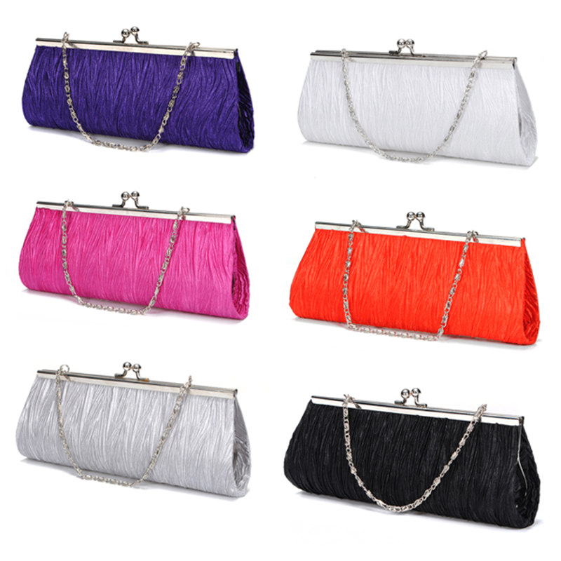 Wholesale Fashion Women Ladies Bridal Evening Party Clutch Bags Satin Pleated Elegant Holiday ...