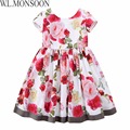 W L MONSOON Girls Floral Dress Summer 2017 Brand Reine Des Neiges Costume Princess Dress with