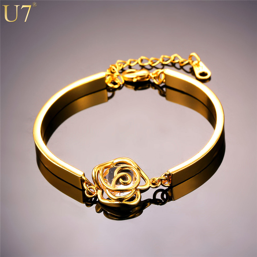0 : Buy U7 Luxury AAA Zirconia Rose Flower Trendy Gold Plated Zirconia Fashion ...