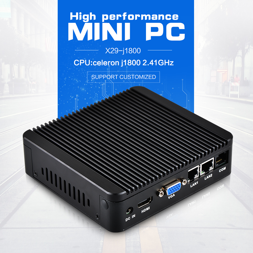 factory price mini pc 1080p ubuntu mini pc industrial computer J1800 2 lan support 2 usb2