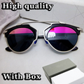 Fashion Retro Classic Sunglasses Cat Eye Semi-Rim Round Sunglasses