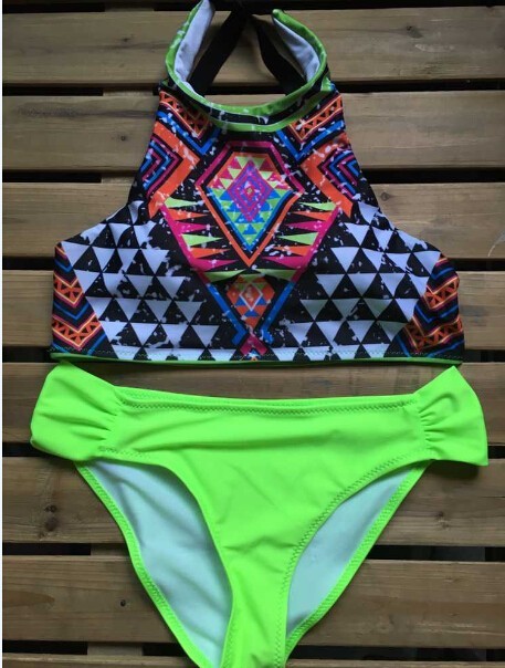 Biquini-2016-New-Design-Retro-Push-Up-Women-High-Neck-Bikinis-Set-Geometry-Bathing-Suit-Aztec