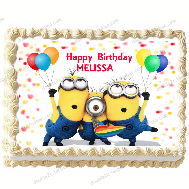 ミニオン長方形ウエハ紙装飾 1 個子供手下の誕生日パーティー手下ハッピーバースデーケーキの装飾 紙 Paper For Cake紙装飾 Gooum