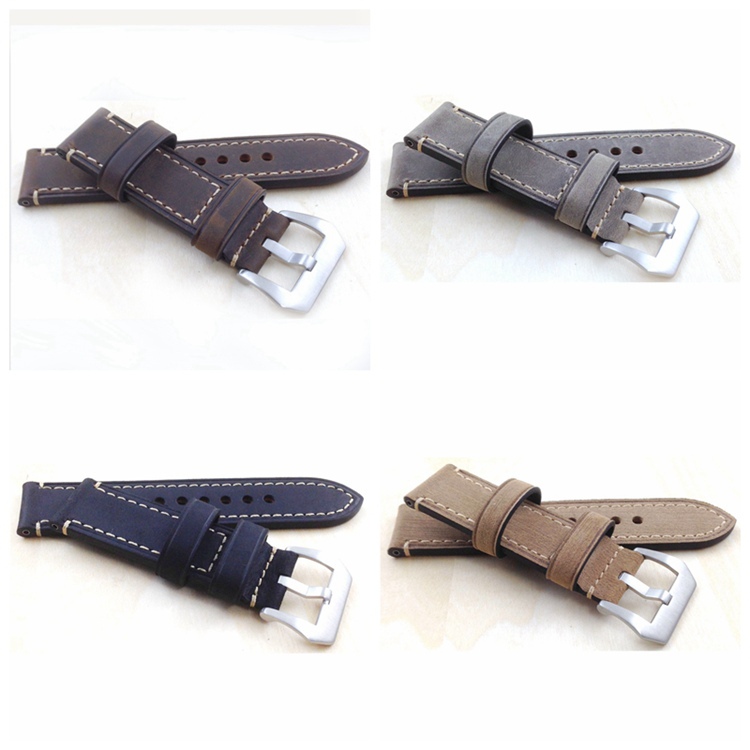 P style Hand made High Quality Fine Imported Italian Leather Watch Strap Band 20mm 22mm 24mm