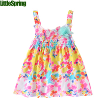 Mudkingdom 2016 new summer style baby dress flower strap sun dress children girl clothing kids one-pieces dress