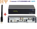 Genuine Freesat V7 Combo 1PC WiFi satellite receiver DVB S2 DVB T2 PowerVu Biss Key PowerVu
