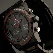 Marca de lujo hombres negros de reloj militar completa de acero inoxidable de lujo Digital Led deportes reloj Relogio Masculino reloj para hombre