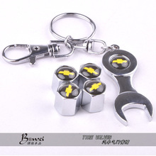 Free shipping Car Wheel Tire Valve Caps with Mini Wrench & Keychain for Chevrolet cruze(4-Piece/Pack)