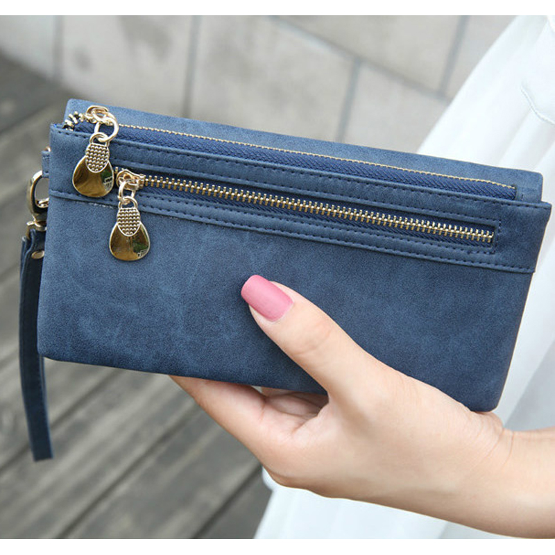 Image of New Fashion Women Wallet PU Leather Wallet Women Clutch Purse New Colorful Handbags Dull Polish Wristlet
