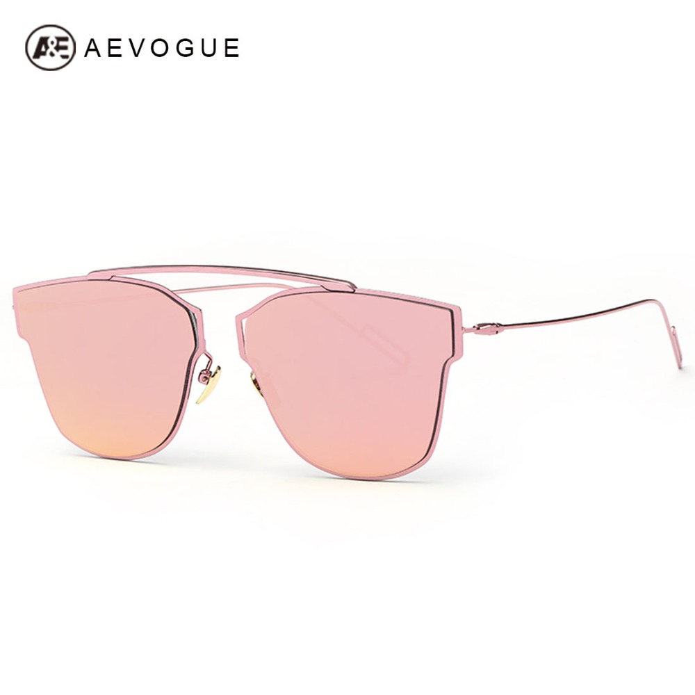Image of AEVOGUE Women's Sunglasses Metal Frame Reflective Coating Mirror Flat Panel Lens Brand Designer Sun Glasses Oculos De Sol AE0329